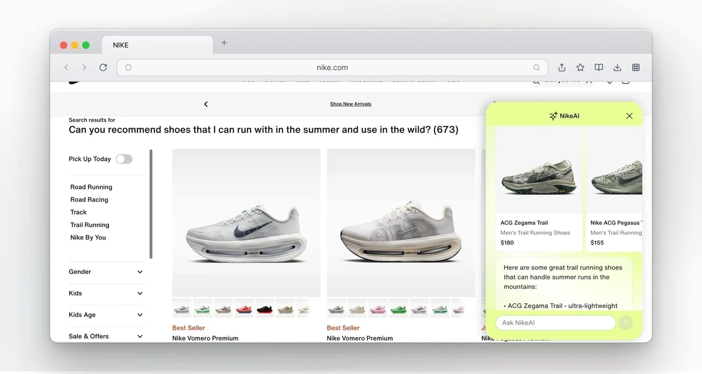 Un asistente de compras con IA en Nike.com