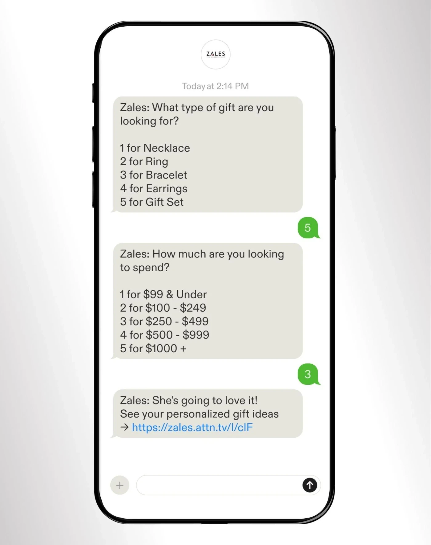 Una campaña de SMS que desencadena una conversación individual entre un comprador y una marca