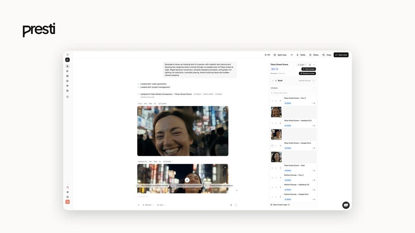 Presti générant des visuels produit à partir d'un brief